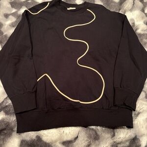 Zara Black Crewneck Sweater with Cream Design